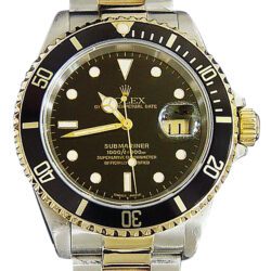 Mens Rolex Two-Tone 18K/SS Submariner Black  16613 (SKU T957013BCMT)