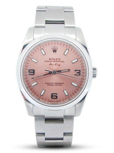 Mens Rolex Stainless Steel Air-King Salmon Arabic 114200