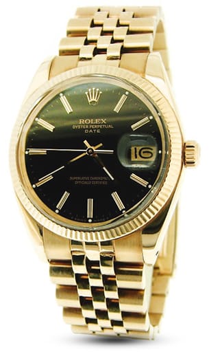 Pre Owned Mens Rolex Yellow Gold Date with a Black Dial 1503
