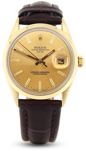 Mens Rolex 14K Gold Shell Date Champagne 1550