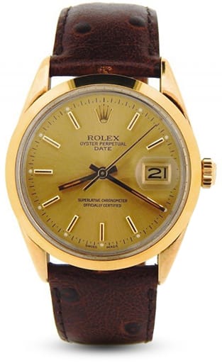 Mens Rolex 14K Gold Shell Date Champagne 15505