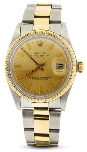 Pre Owned Mens Rolex Two-Tone Date with a Gold/Champagne Dial 1505
