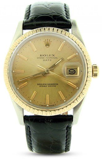 Pre Owned Mens Rolex Two-Tone Date with a Gold/Champagne Dial 15053