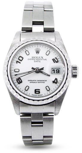 Ladies Rolex Stainless Steel Date White Arabic 79240