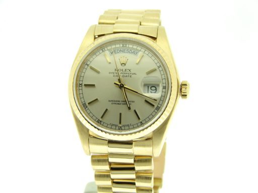 Rolex 18K Yellow Gold Day-Date President 18038 Silver -7