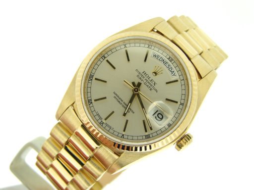 Rolex 18K Yellow Gold Day-Date President 18038 Silver -6