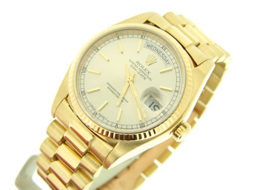 Rolex 18K Yellow Gold Day-Date President 18038 Silver -5
