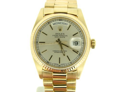 Rolex 18K Yellow Gold Day-Date President 18038 Silver -3