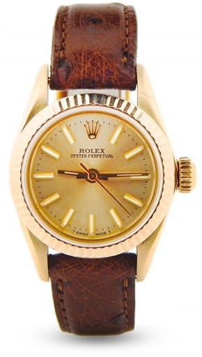 Ladies Rolex 14K Yellow Gold Oyster Perpetual Champagne 67197