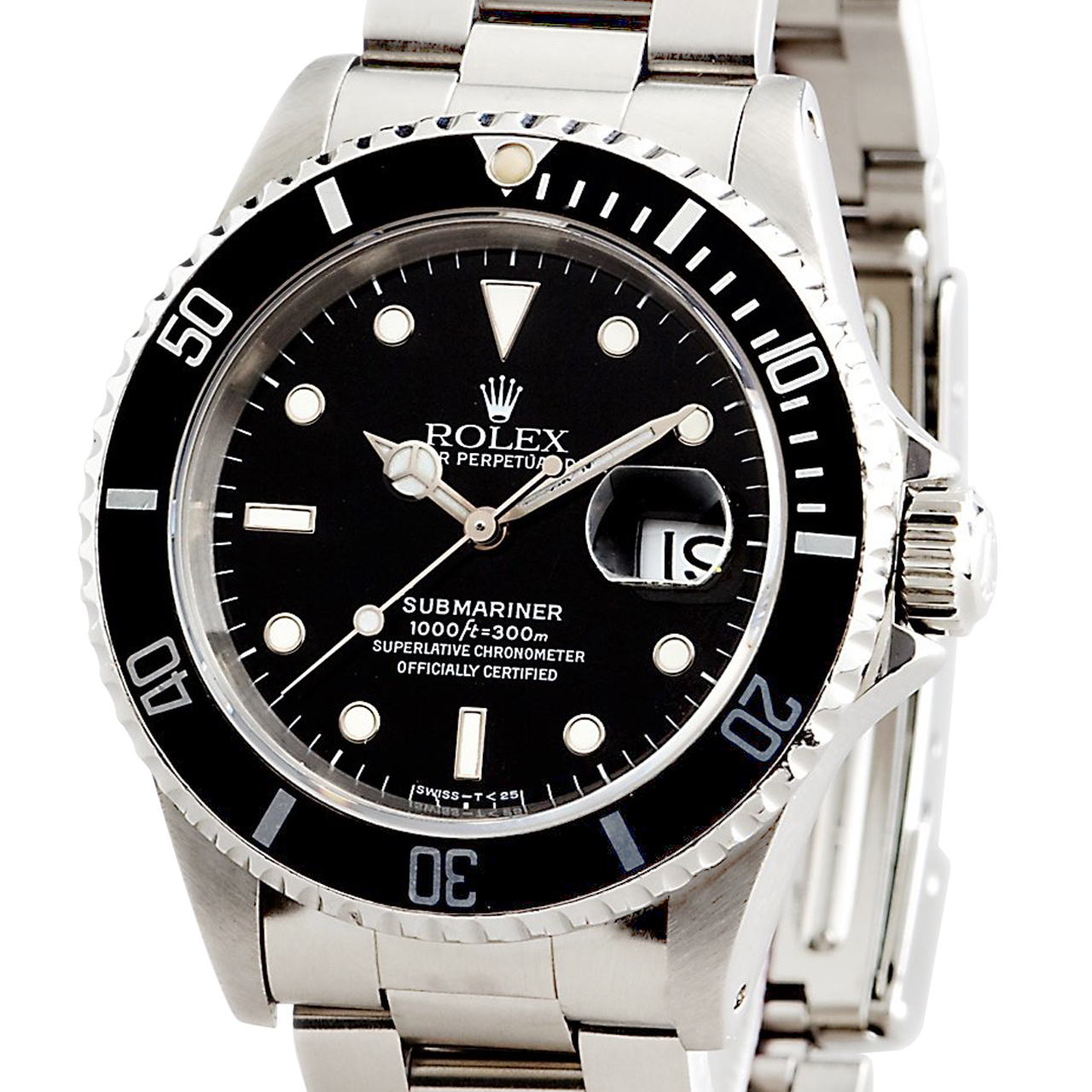 Mens Rolex Two-Tone Submariner Black 16613 (SKU S491682AMT) -
