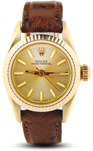Ladies Rolex 14K Yellow Gold Oyster Perpetual Champagne 67197
