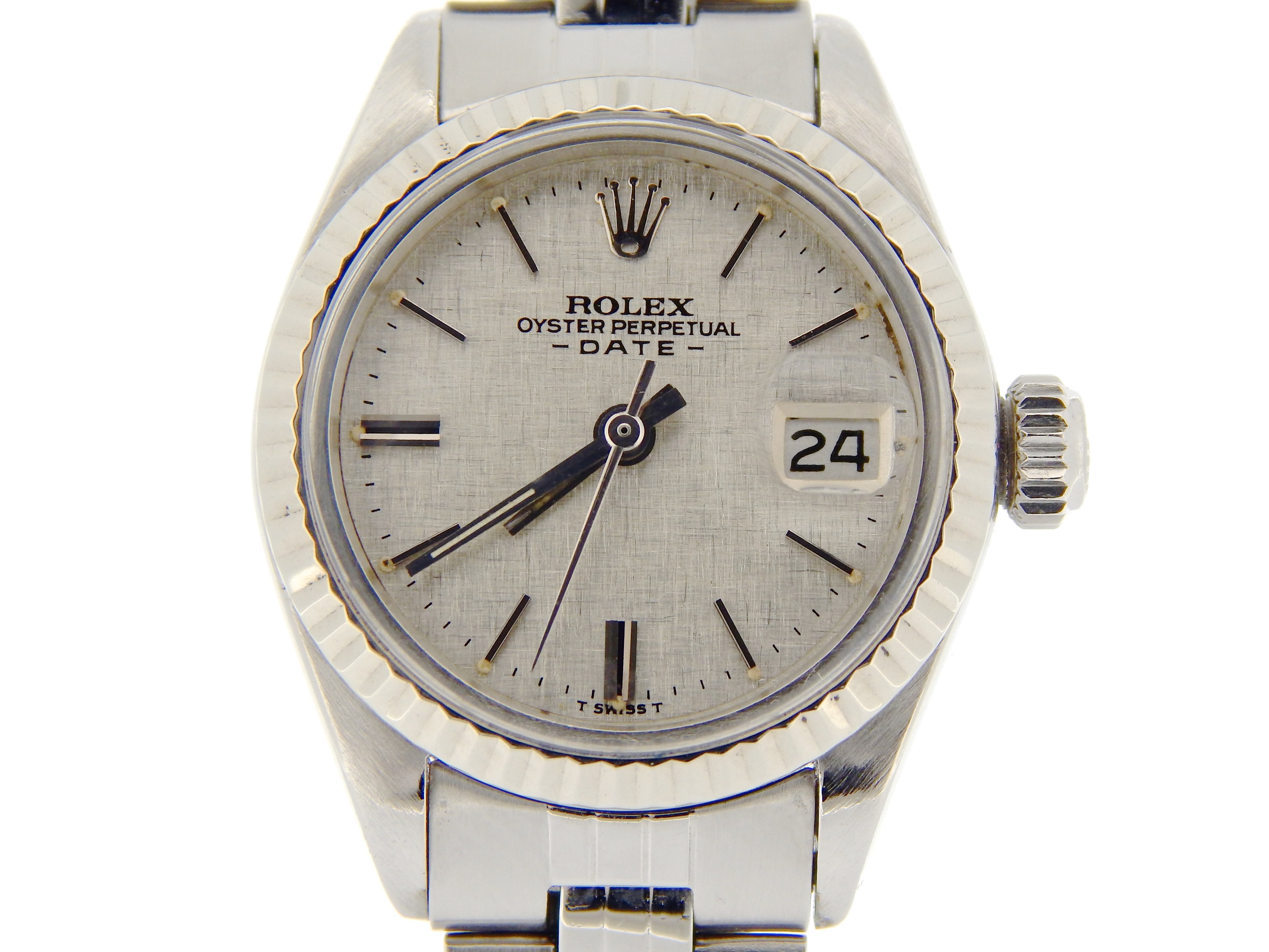Ladies Rolex Date Stainless Steel Watch Ref. 6917 Silver Linen