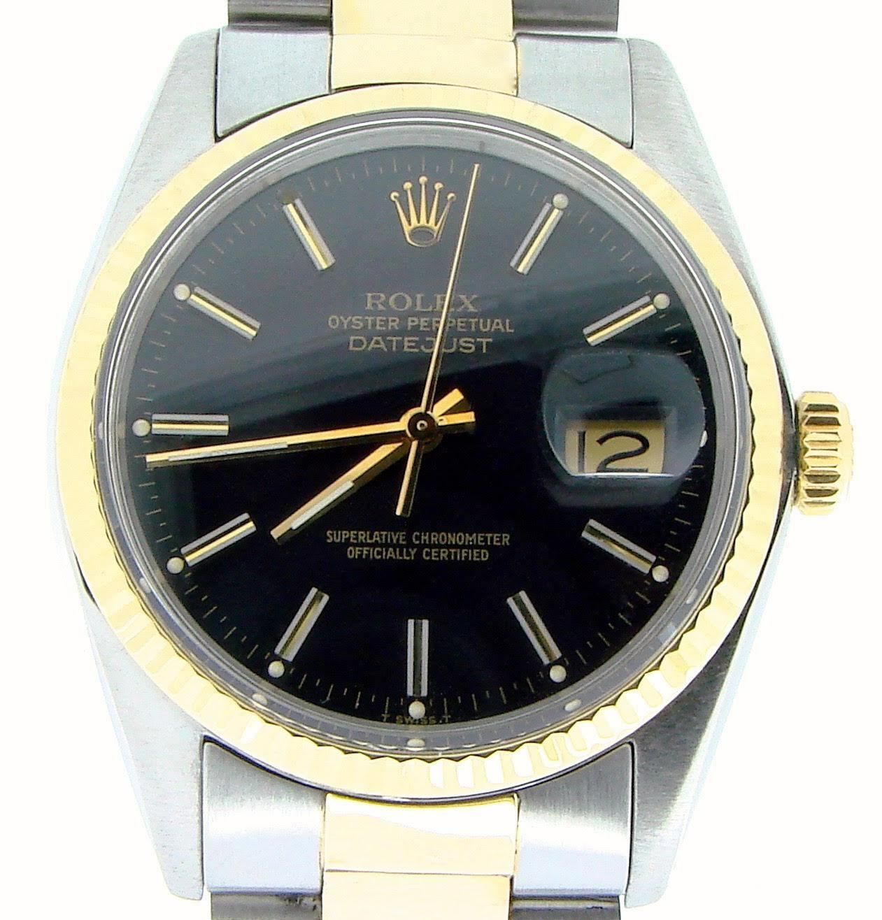 Mens Rolex Two-Tone Datejust Black 16013 (Sku B5908500NMT)