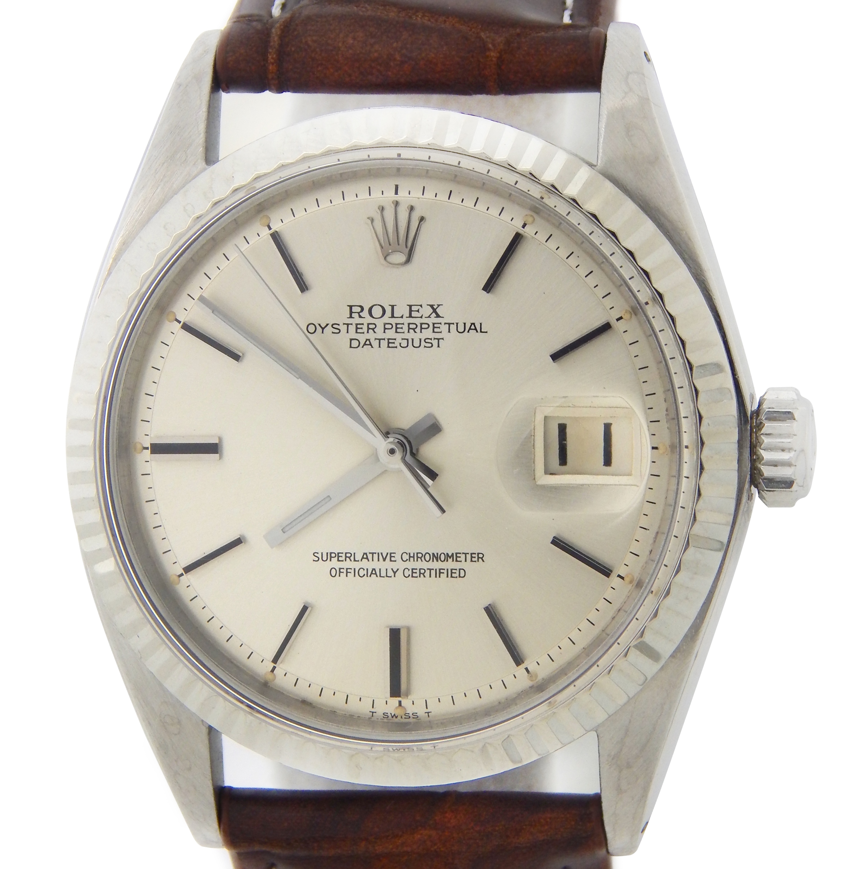 Mens Rolex Stainless Steel Datejust Watch with Silver Dial 1601