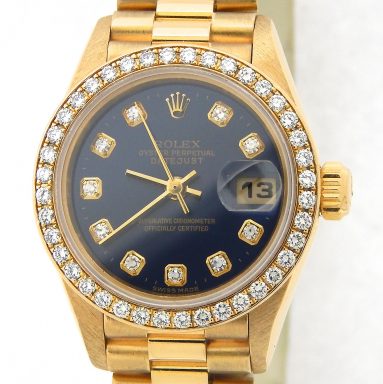 Rolex 18K Yellow Gold Datejust 69178 Blue Diamond-1