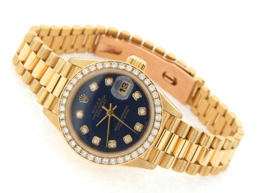 Rolex 18K Yellow Gold Datejust 69178 Blue Diamond-6
