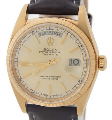 Rolex 18K Yellow Gold Day-Date President 18038 Silver -1