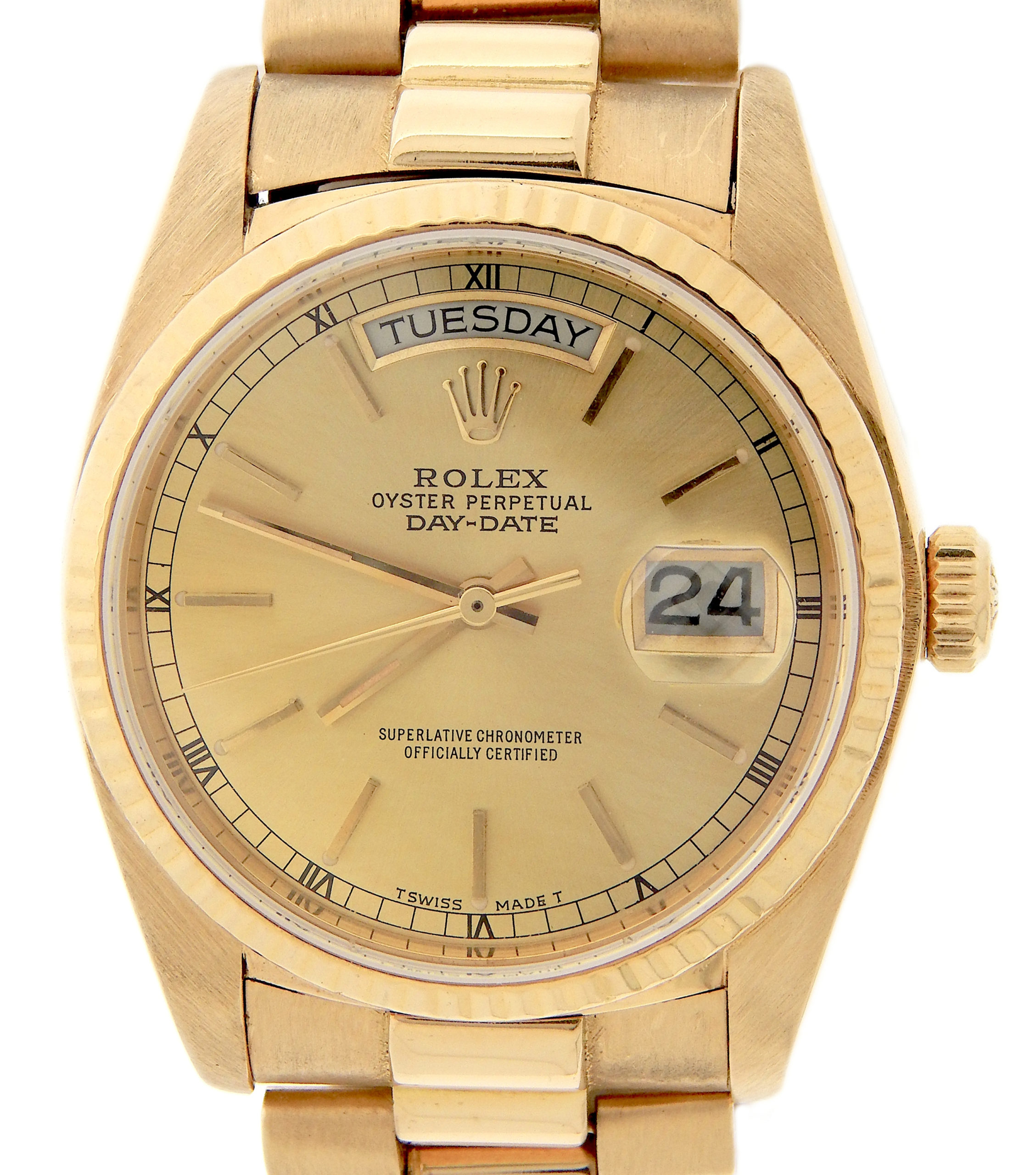 Mens Rolex 18K Gold Day-Date President Gold Champagne Dial 18038 (SKU -