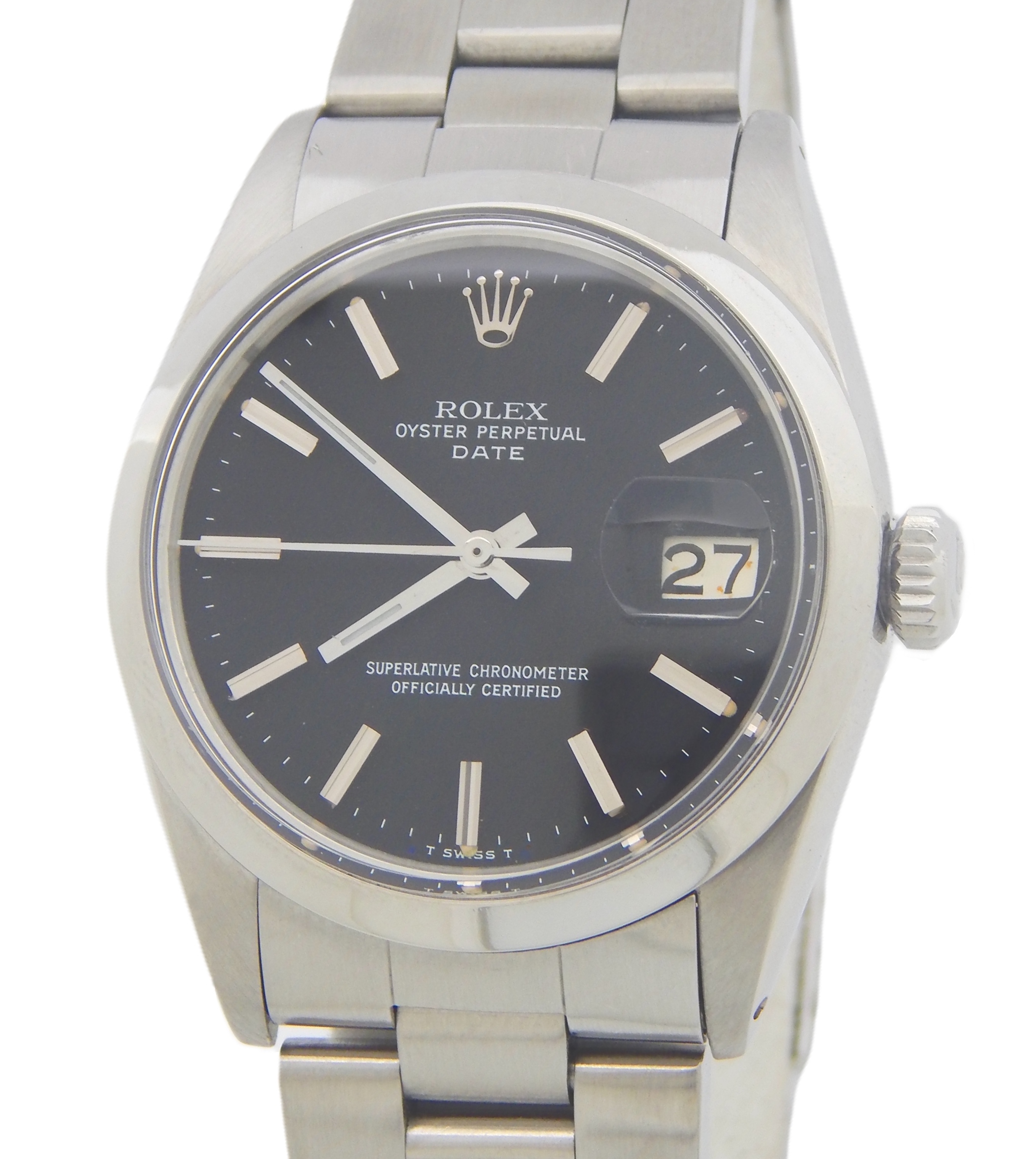 Mens Rolex Stainless Steel Date Watch Model Ref. 1500 with Black