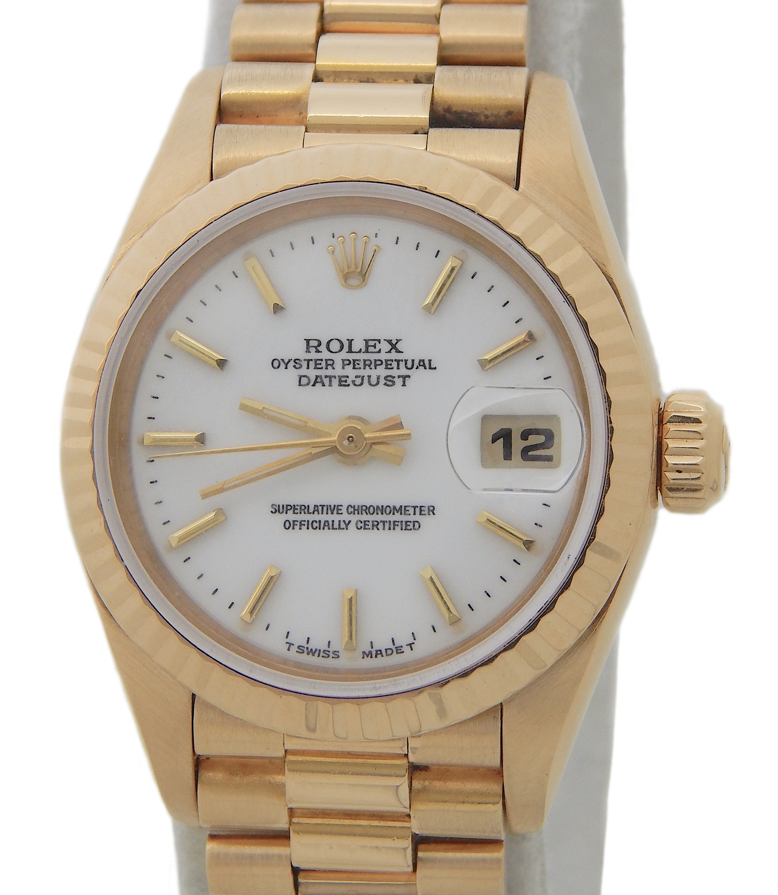 Ladies Rolex 18K Yellow Gold Datejust Watch with White Dial 69178