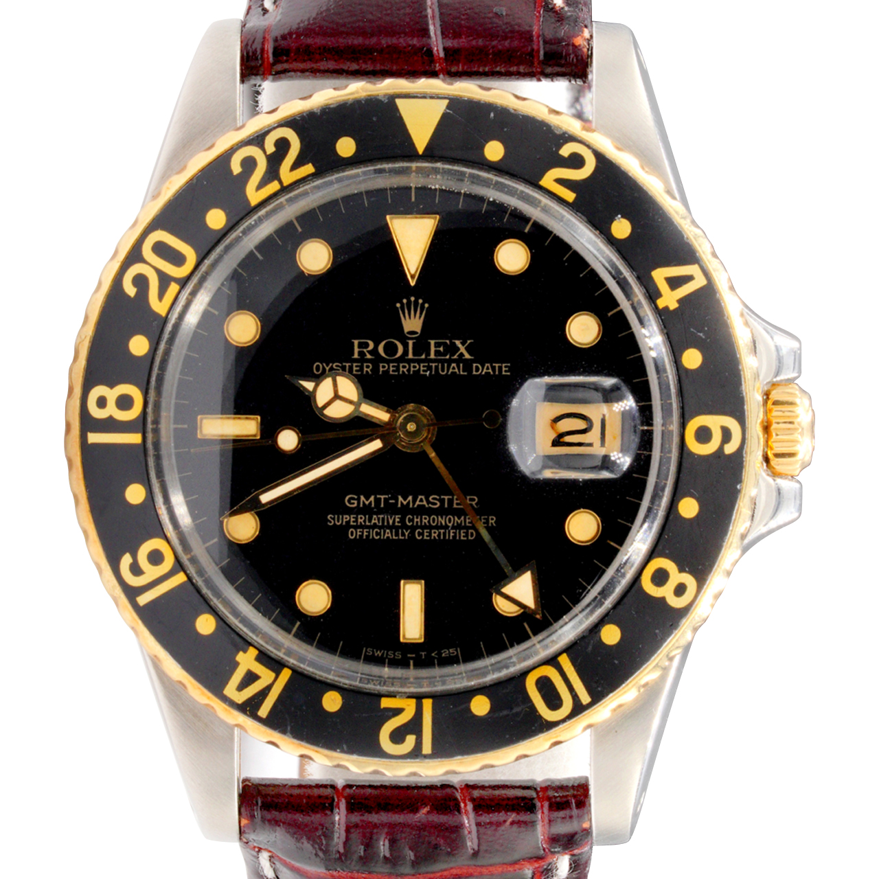 ROLEX GMTマスター掛け時 Mens Vintage Rolex Two-Tone GMT Master Watch 16753 Black (SKU