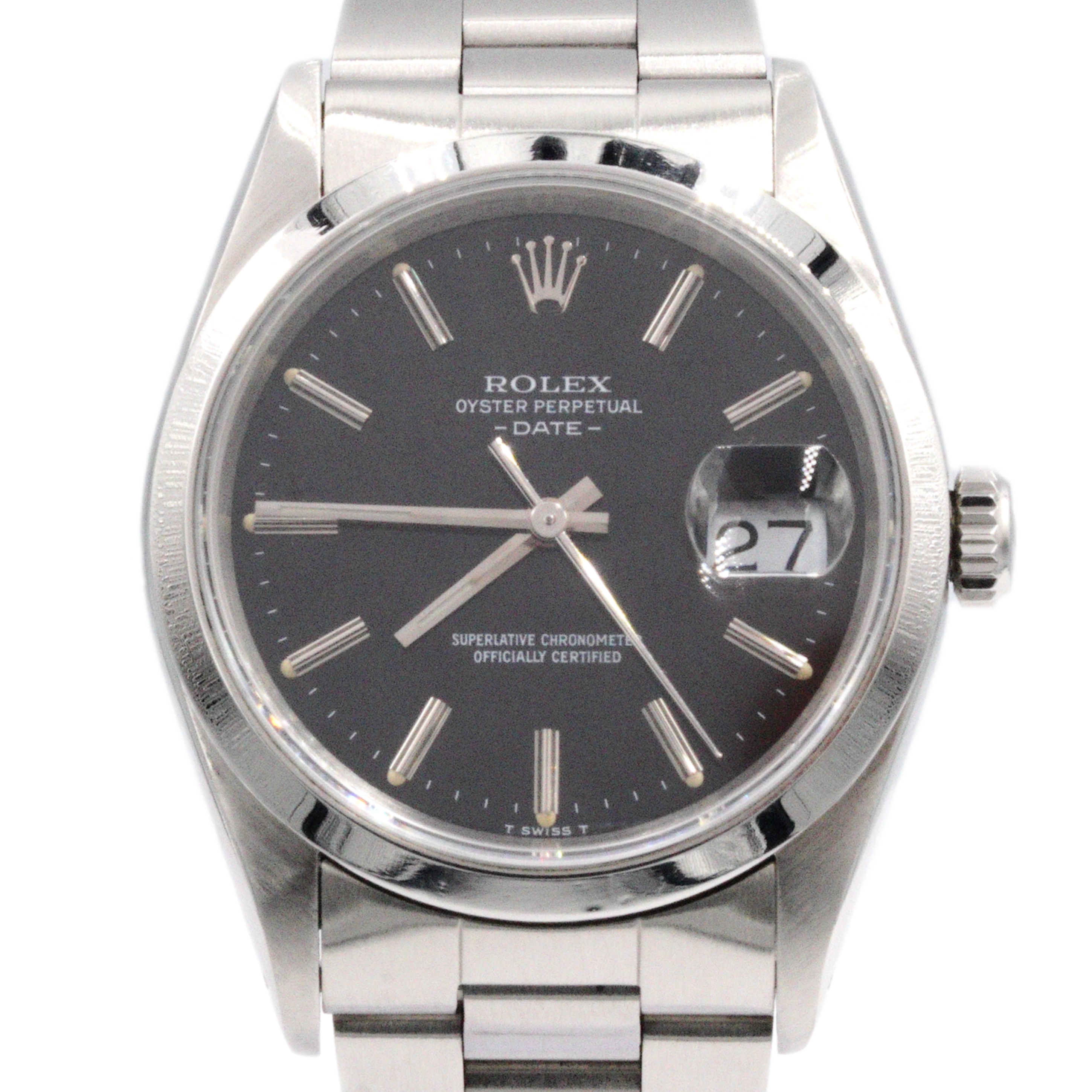 Mens Rolex Stainless Steel Date Watch Black Dial 15200 (SKU