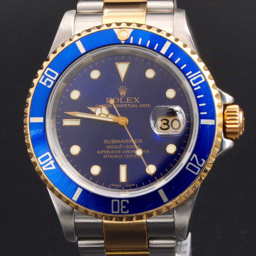 Mens Rolex Two-Tone 18K/SS Submariner Watch Blue Dial 16613T (SKU ...