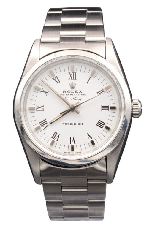 Mens Rolex Stainless Steel Air-King Watch White Roman Dial 14000