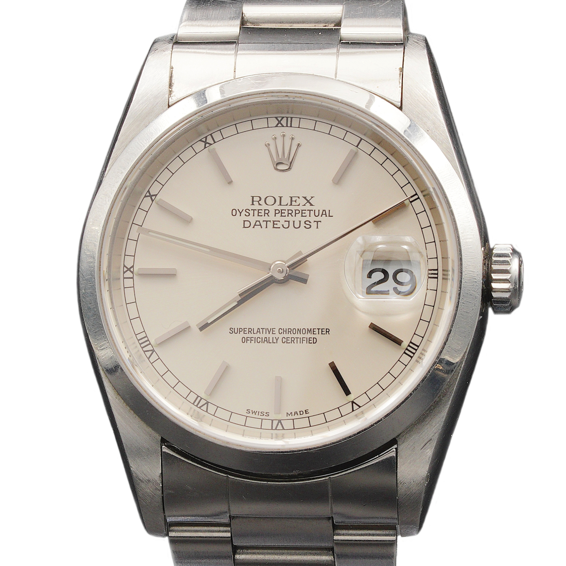 Mens Rolex Stainless Steel Datejust Silver Dial and Oyster Band