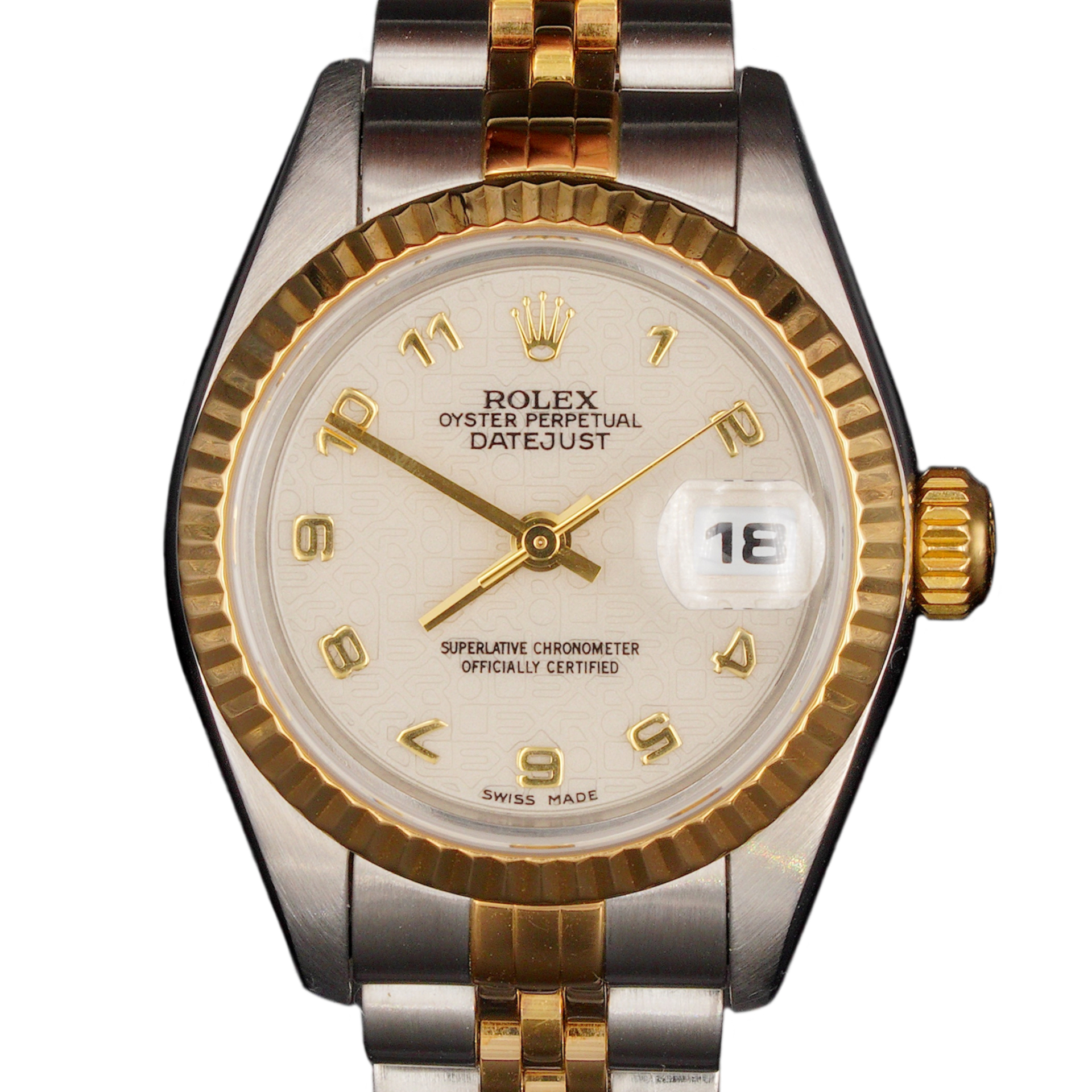 Rolex Datejust 79173 Ladies 18K Gold Steel Watch with Ivory