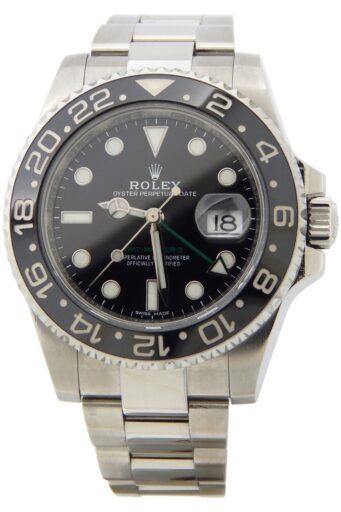 Mens Rolex Stainless Steel 116710 GMT Master II Watch Black