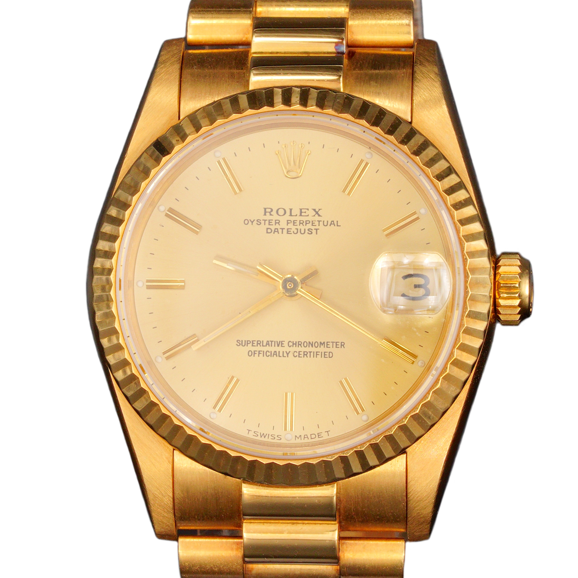 Ladies 31mm MidSize Rolex 18K Yellow Gold Datejust President 68278