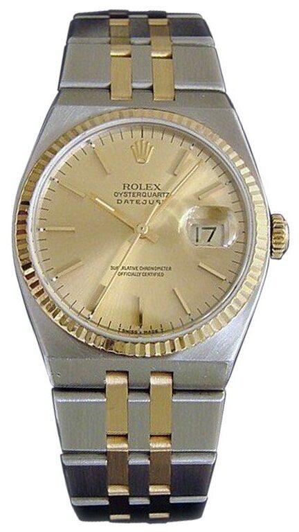 Pre Owned Mens Rolex Two-Tone Oysterquartz Datejust Gold Champagne 17013