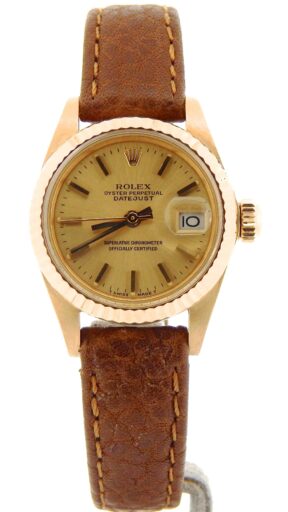 Ladies Rolex 18K Yellow Gold Datejust Champagne 6917