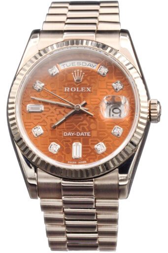 Mens Rolex 18K White Gold Day-Date President 118239 with Havana Brown Diamond Dial