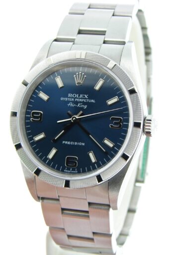 Mens Rolex Stainless Steel Air-King Blue Arabic 14010M