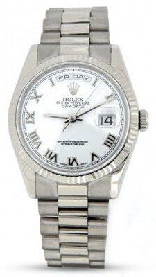 Mens Rolex 18K Gold Day-Date President White Roman 118239