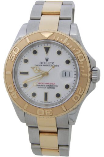 Mens Rolex 18K Two-Tone Yacht-Master 16623 Watch White Dial