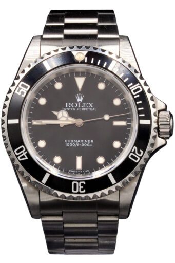 Mens Rolex Stainless Steel Submariner Watch Black Dial 14060