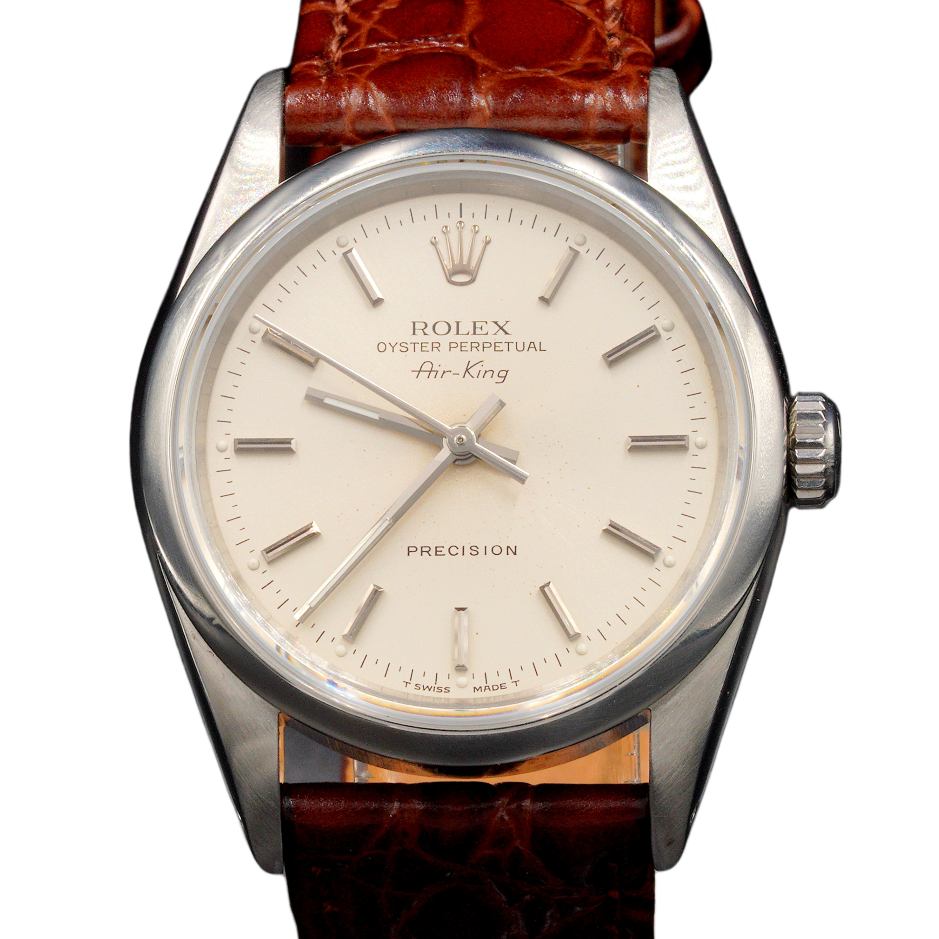 Mens Rolex Stainless Steel Air-King Watch 14000 Silver Dial