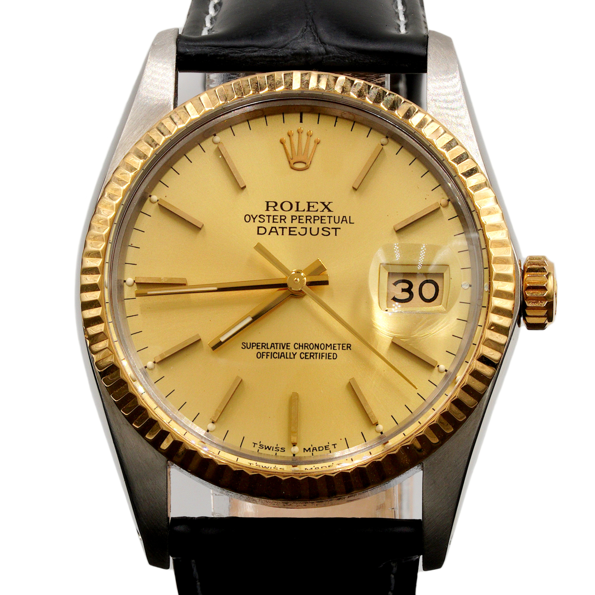 Mens Rolex Two-Tone Datejust Watch Champagne Dial 16013 (SKU