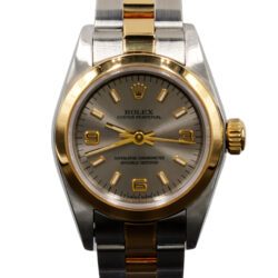 Ladies Rolex Two-Tone 18K/SS Oyster Perpetual Watch Slate Gray Dial 67183 (SKU U222508AMT)