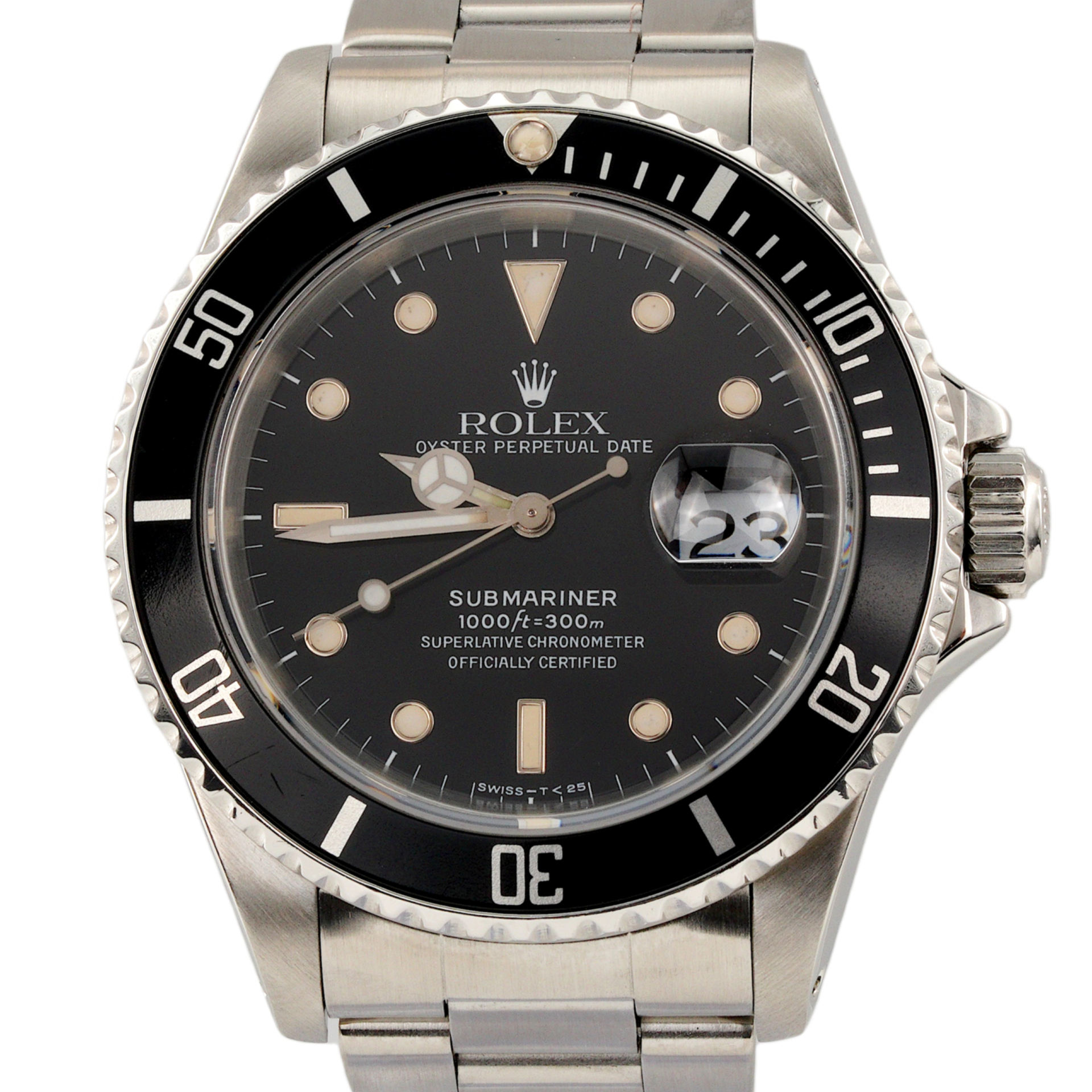 Mens Rolex Black Stainless Steel Submariner Watch Black Dial 16610