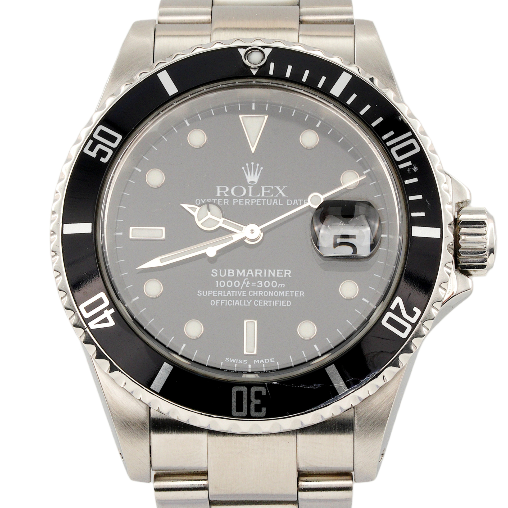 Mens Rolex Stainless Steel Submariner Watch Black Dial 16610 (SKU