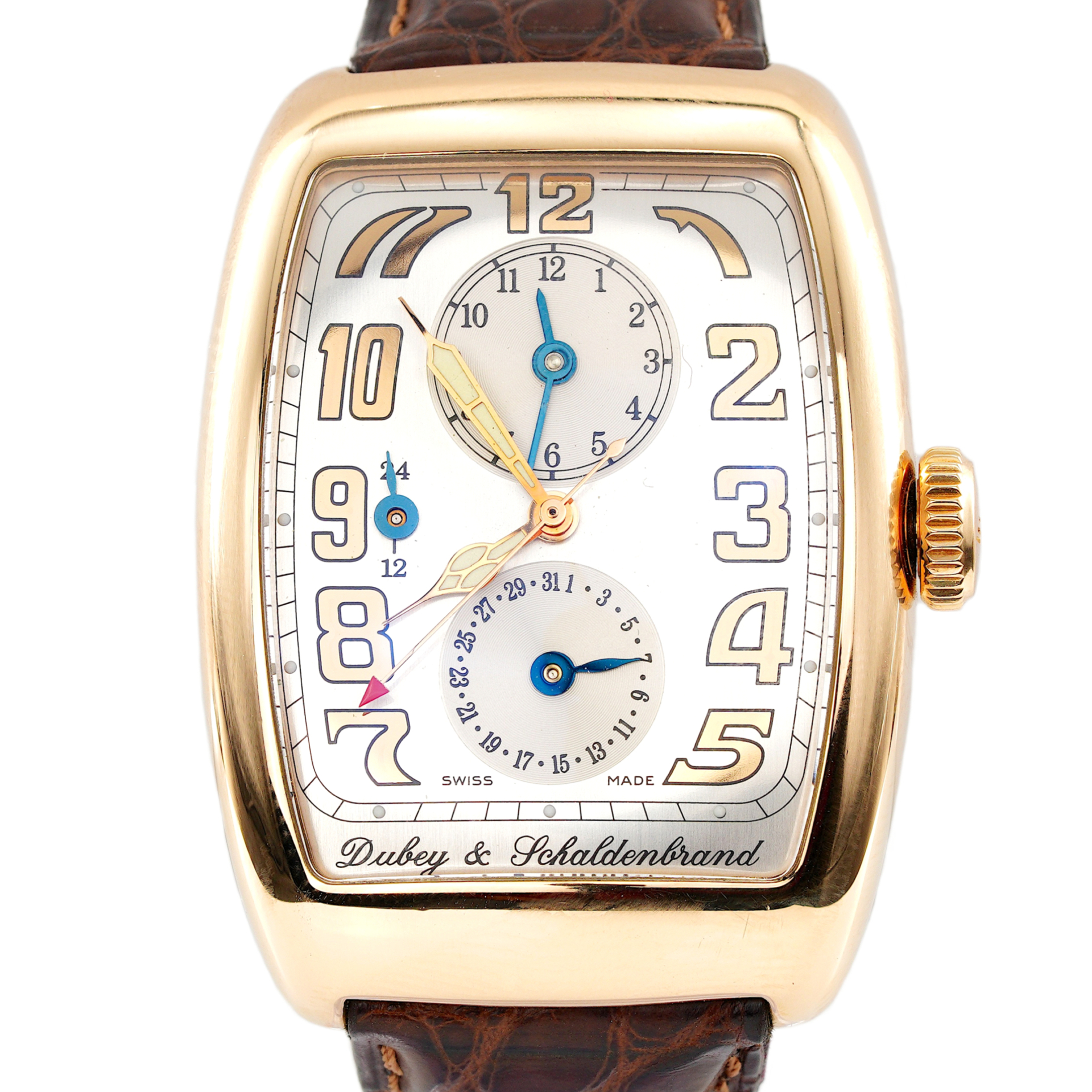 Mens Dubey & Schaldenbrand Aerodyne Duo 18k Gold Watch with Silver
