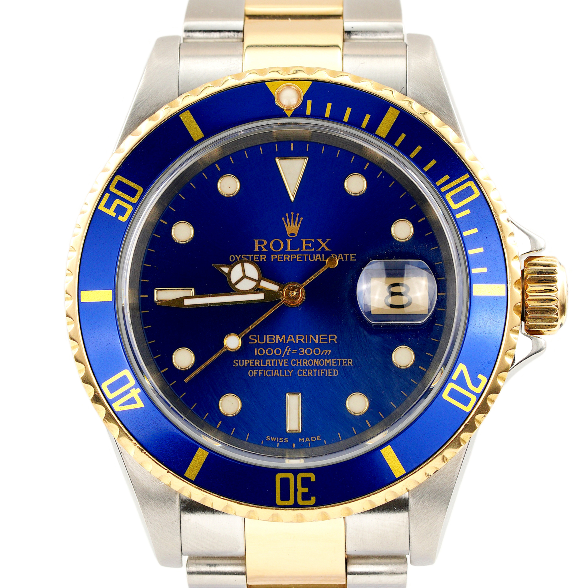 Mens Rolex Two-Tone 18K/SS Submariner Watch Blue Dial 16613T (SKU