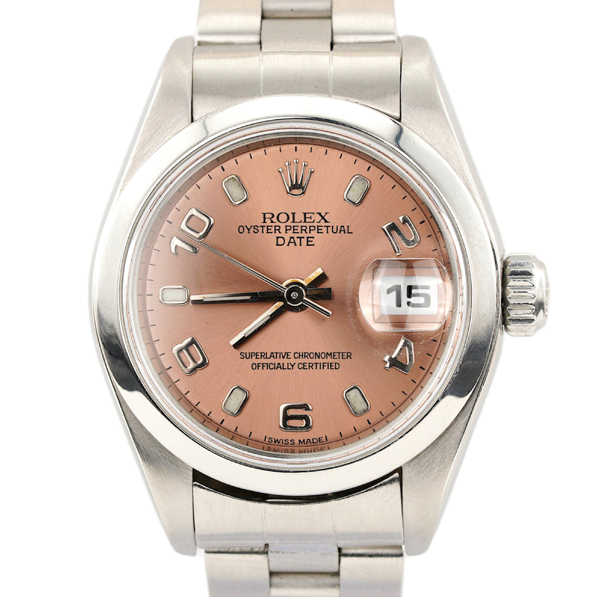 Ladies Rolex Stainless Steel Date 79160 Watch Salmon Arabic Dial