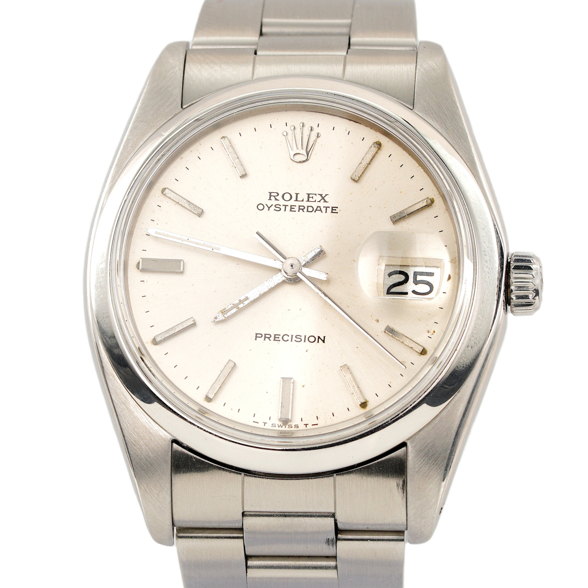 Mens Rolex Stainless Steel Oysterdate Watch Silver Dial Oyster