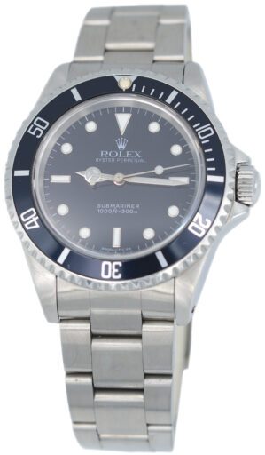 Mens Rolex Stainless Steel Submariner Watch Black Dial 14060
